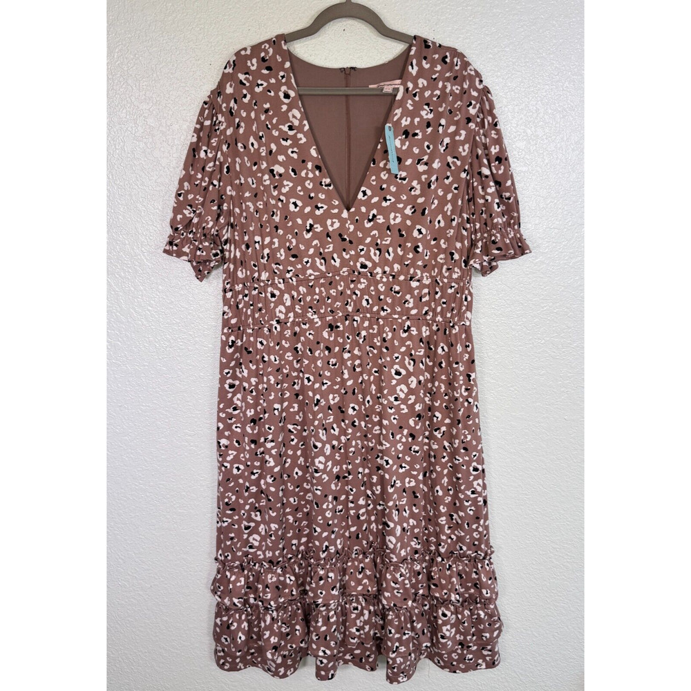 Hutch Dress Women 2X Adelia Ruffled Midi Leopard Boho Anthropologie Plus XXL NEW